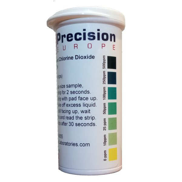 Chlorine dioxide test strips