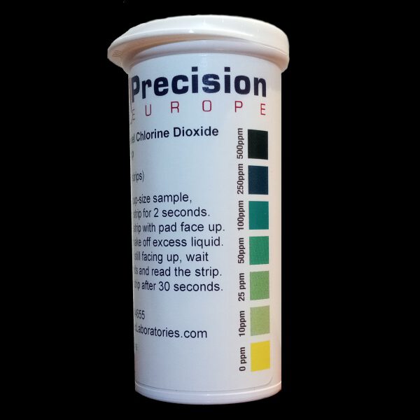 Chlorine dioxide test strips