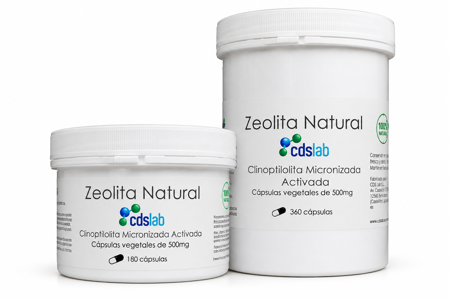 Zeolita Natural CDSLAb 360 cápsulas de clinoptilolita micronizada